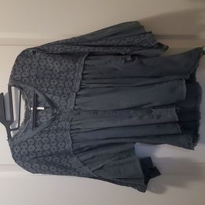 Free People puffy sleeve eyelet top